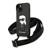 Karl Lagerfeld KLHCP14MSTKMK iPhone 14 Plus 6.7" juodas/juodas kietasis dėklas Monograma Ikonik Pleistras