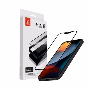 Crong 3D Armor Glass grūdintas apsauginis ekrano stiklas, skirtas iPhone 17e / 16e / 14 / 13 / 13 Pro, su montavimo rėmeliu