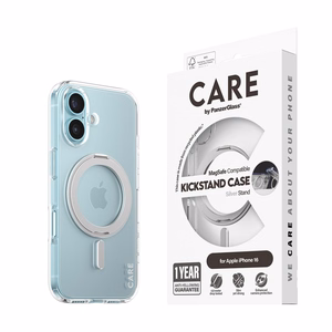 CARE by PanzerGlass Funkcinis dėklas telefonui su stovu iPhone 16 6.1" sidabrinis/sidabrinis Magnetinis 1325