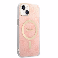 Rinkinys Guess GUBPP14SH4EACSP dėklas + įkroviklis iPhone 14 6.1" rožinis/kietas dėklas 4G Spausdinimas Magnetinis