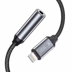 Tech-Protect UltraBoost Lightning / 3.5mm mini lizdo adapteris - juodas