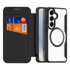 Dux Ducis Skin X Pro MagSafe suderinamas piniginės dėklas skirta Samsung Galaxy S26 Plus juodas