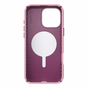 Speck Presidio2 Grip ClickLock & MagSafe dėklas, skirtas iPhone 16 Pro Max, „Wednesday Pink“ / „Boysenberry Purple“ / baltas