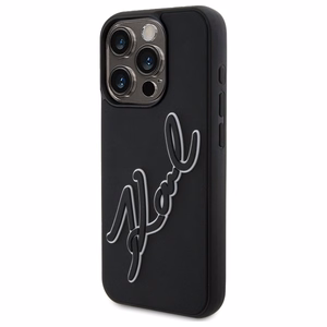 Karl Lagerfeld 3D Guminis Parašas dėklas telefonui iPhone 15 Pro - juodas