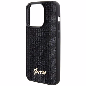 Guess Disko Metalinis Užrašas dėklas telefonui iPhone 15 Pro - juodas