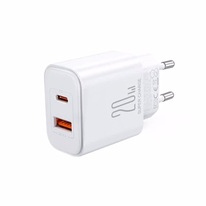 Įkroviklis Joyroom JR-TCF05 baltas 20W (1xPD 1xQC3.0) + Type-C / Lightning 100cm laidas