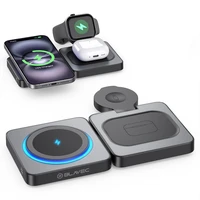 "Blavec" indukcinis įkroviklis BQI-04 Qi 15W magnetinis "Magsafe 3 in 1 UniCharge" (BQI04-QIMB), juodas