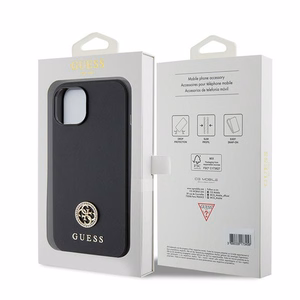 Guess GUHCP15MPS4DGPK iPhone 15 Plus 6.7" juodas/juodas kietas dėklas telefonui Strass Metal Logo
