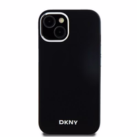 DKNY DKHMP15SSMCHLK iPhone 15 / 14 / 136.1" juodas dėklas Liquid Silicone Small Metal Logo MagSafe