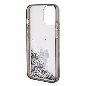 Karl Lagerfeld Liquid Glitter Choupette dėklas telefonui iPhone 15 - skaidrus
