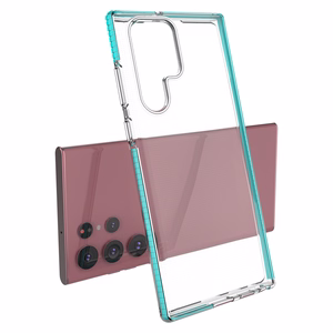 Spring Case dėklas su spalvotu rėmeliu Samsung Galaxy S22 Ultra šviesiai rožinis