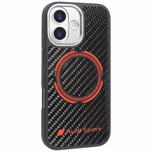 Audi RSQ Anglies pluošto Sportinis raudonas apskritimas Magnetinis dėklas telefonui iPhone 17 - juodas