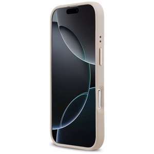 GUESS magnetinis dėklas telefonui IPHONE 17, suderinamas su MagSafe GUHMP17SPGCRMDEP (PU dėklas su grūdėtu Strass logotipu) rožinis