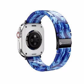 FORCELL F-DESIGN FA04 marmuro tekstūros dervos dirželis APPLE laikrodžiui 38 / 40 / 41 mm mėlynas