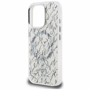 Karl Lagerfeld IML Karl Script raštas Magnetinis dėklas telefonui iPhone 16 Pro - baltas