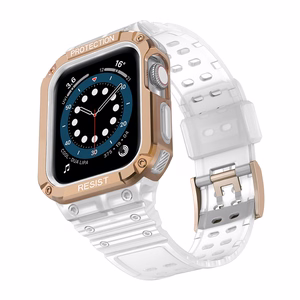 Apsauginė apyrankė Apple Watch 42/44/45mm šarvuotas dėklas - balta, rožinis auksas