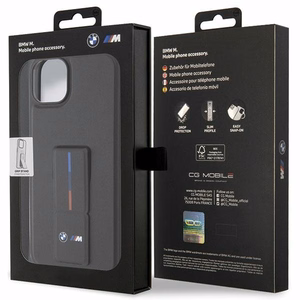 BMW Grip Stand Hot Stamp deklas, skirtas iPhone 14 Plus / 15 Plus - Juodas
