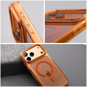 Case for iPhone 17 Frame Clear Hybrid Mag Cover compatible with MagSafe hermes orange
