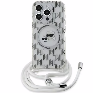 Чехол Karl Lagerfeld IML Crossbody Monogram Karl & Choupette Head MagSafe для iPhone 15 Pro Max - прозрачный