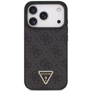 Guess Odinis 4G Trikampio Strass Magnetinis dėklas telefonui iPhone 17 Pro - juodas