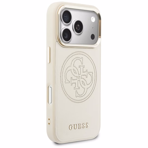 Guess Perforated 4G MagSafe Dėklas for iPhone 17 Pro - smėlinis