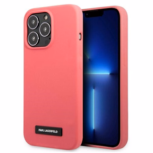 Karl Lagerfeld silikoninis plokštelės dėklas iPhone 13 Pro / iPhone 13 - fuksija