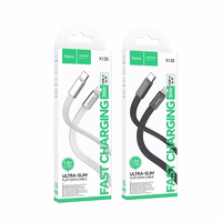 Plokščias kabelis USB C į "Lightning" Hoco PD 30W 1 m X125 baltas
