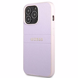 Guess Saffiano Stripe iPhone 13 Pro Max dėklas – violetinis