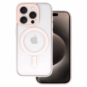 Akrilo spalvos MagSafe dėklas telefonui Iphone 16 Pro šviesiai rožinis