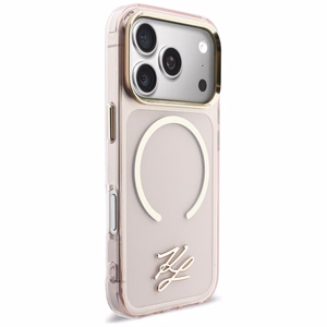 Karl Lagerfeld IML KL Script Logo MagSafe Dėklas for iPhone 17 Pro - rožinis
