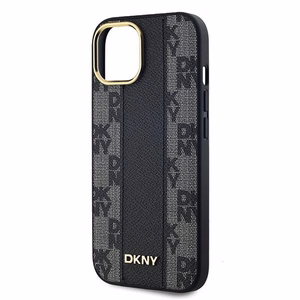 DKNY Odinis langeliais raštuotas magnetinis dėklas iPhone 15/14/13 - juodas