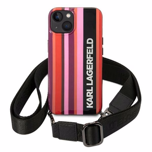 Karl Lagerfeld KLHCP14SSTSTP iPhone 14 6.1 "kietas dėklas rožinis / rožinis Spalvotos Juostelės Dirželis