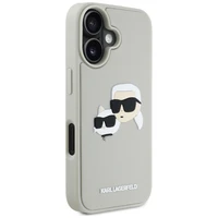 Karl Lagerfeld HC 3D guminis dvigubų galvų iPhone 16 dėklas - smėlio spalvos