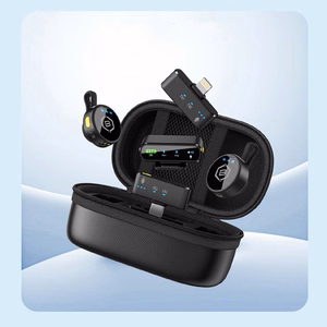 Blavec Lavalier Microphones x 2 MK-02 ClipGo Combo: Type C, Lightning, BT (LMMK02-B) black