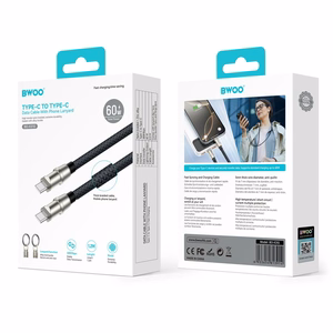 BWOO Lanyard кабель USB-C - USB-C 1.2m 60W с ремешком