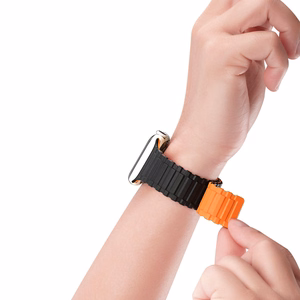 Dux Ducis Strap (Armor Version) Apple Watch SE Strap, 9, 8, 7, 6, 5, 4, 3, 2, 1 (41, 40, 38 mm) Silicone Magnetic Band Bracelet Black/Orange