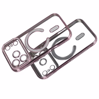 Bling Magsafe rožinis dėklas telefonui iPhone 17 Pro