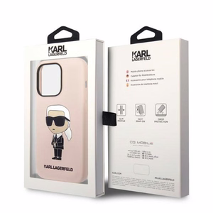 Karl Lagerfeld Silikoninis Ikonik dėklas telefonui iPhone 14 Pro Max - rožinis