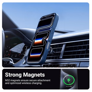 Crong Hybrid Matte Magnetic MagSafe dėklas, skirtas iPhone 17 Pro, tamsiai mėlynas