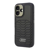 Audi Sintetinės odos Magnetinis iPhone 16 6.1" juodas/juodas kietas dėklas AU-TPUPCMIP16-GT/D3-BK