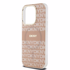 DKNY IML Mono ir juostelės Magnetinis dėklas iPhone 15 Pro - rožinė