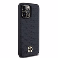DKNY odinis monogramos rašto su metaliniu logotipu magnetinis dėklas telefonui iPhone 14 Pro Max – juodas