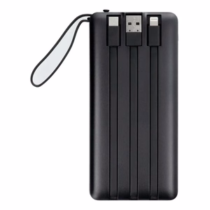 Išorinė baterija Veger W1116 juoda 10000mAh (PD / QC3.0) + integruotas 3in1 laidas