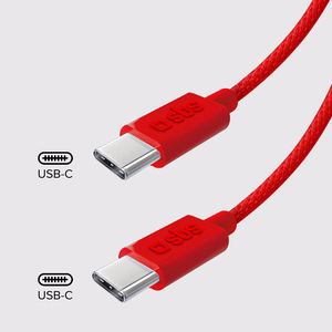 SBS TECABLETISSUETCCR USB-C - USB-C 1,5 m 60W pintas kabelis - raudonas