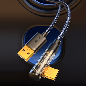 Joyroom žaidimų kabelis S-UC027A6 USB-C (kampinis) / USB-A (tiesus) 3A 1.2m - juodas