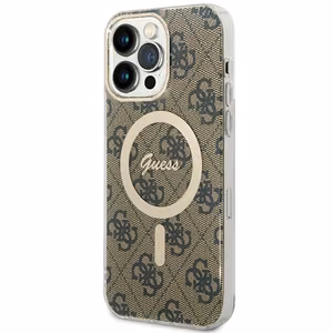 Guess IML 4G magnetinis dėklas telefonui iPhone 15 Pro Max - rudas