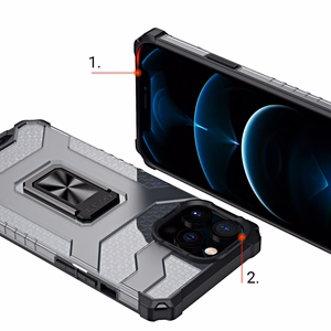 Kristalinis žiedinis dėklas su stovu tvirtas apsauginis dangtelis iPhone 12 Pro Max mėlynas