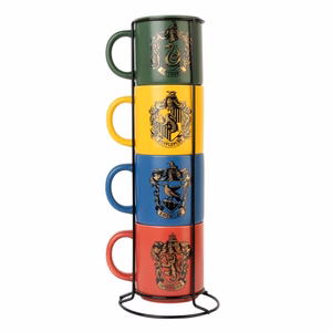 Harry Potter Hogwarts Houses keraminių puodelių rinkinys su stovu, 4 vnt., 300 ml