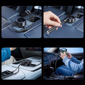 Orico Dual Stretch 60W USB-C automobilinis įkroviklis su dviem sutraukiamais USB-C + Lightning laidais - juodas
