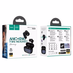 HOCO belaidės ausinės Bluetooth TWS ANC + ENC EQ20, juodos